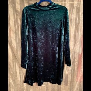 Forest Green Velvet turtle neck skater dress